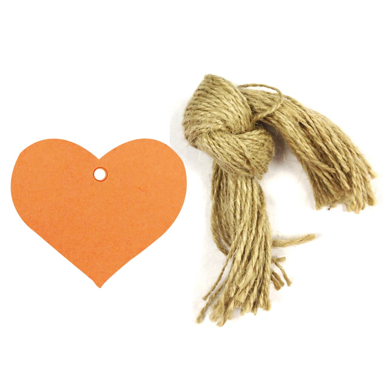 Wrapables 50 Gift Tags with Free Cut Strings, True Heart, Orange